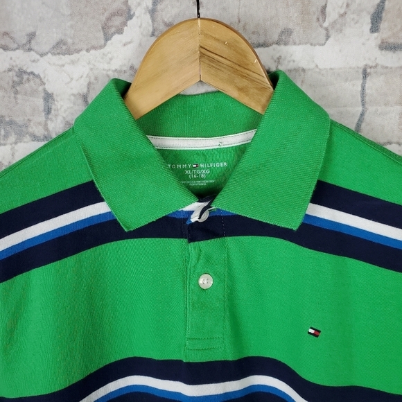2/$25 Tommy Hilfiger Polo Shirt Green Stripe XL - Picture 5 of 12